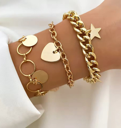 Fashion Charm Coin Portrait Bracelet For Women Vintage Gold Color Punk Thick Chain Bracelets Luxury Jewellery Gift