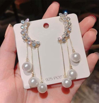 Luxury Elegant Imitation Pearl Long Tassel Earrings