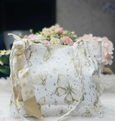 Butterfly Print Casual Tote Bags Women Fashion College Student Commuter Handbag With Ribbon Decoration Summer Large Shoulder Bag