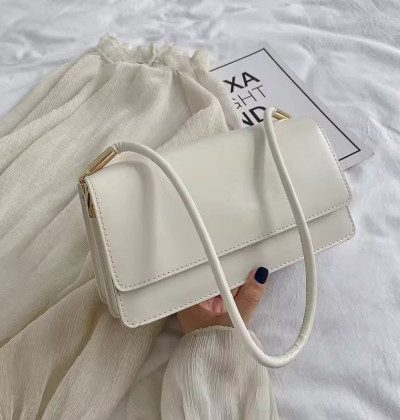 New Simple Women's Shoulder Bag PU Leather Underarm Bag Solid Color Ladies Handbag Casual Small Square Bag for Girls