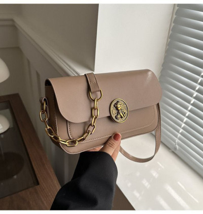 Solid Color Metal Decorative Stick Bag, Retro Shoulder Underarm Bag, Versatile Underarm Chain Shoulder Bag