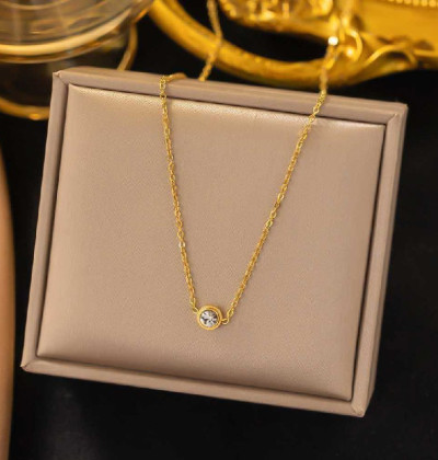Small Exquisite Pendant Necklace For Women Girls Stainless Steel Fadeless Metal Adjustable Chain Jewelry Wedding Party Gift