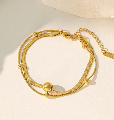 Gold Plated No Fade High Quality Simple Versatile Fish Scale Bracelet Stainless Steel Jewelry