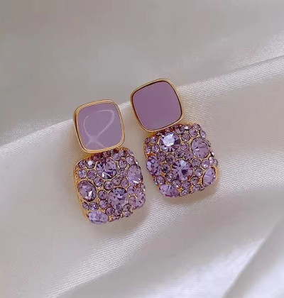 New Korean Luxury Female Crystal Zircon Stone Earrings Fashion Silver Color Jewelry Vintage Double Stud Earrings for Women