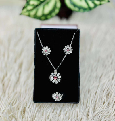 Simple Round Imitation Pearl Crystal Set For Women Silver Gold Color Koean Fashion Small Earrings Elegant Jewelry Gift